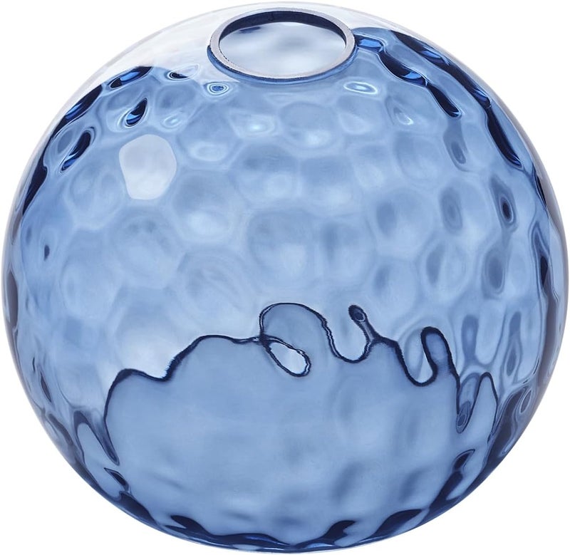 BinoBro Fixture Replacement Globe Shade with 1.65 Inch Fitter, 8 Inch Diameter, E26 Base 1-5/8 Inch Fitter, Glass Lampshade Cover for Pendant Wall Sconce Chandelier Vanity Light (Hammered Blue) - Image 1